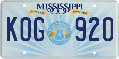 MS license plate KOG920