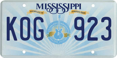 MS license plate KOG923
