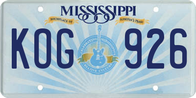 MS license plate KOG926