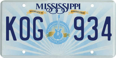 MS license plate KOG934