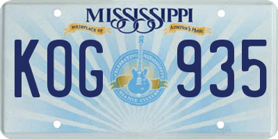 MS license plate KOG935