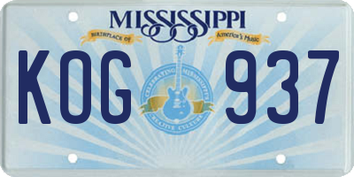 MS license plate KOG937