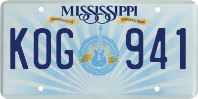 MS license plate KOG941