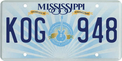 MS license plate KOG948