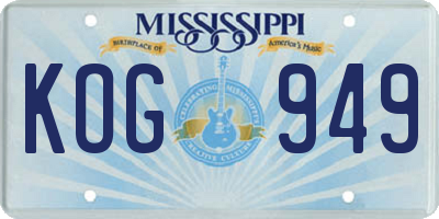MS license plate KOG949
