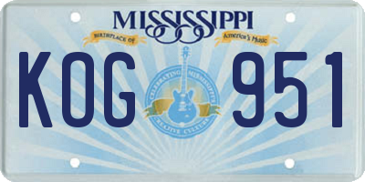 MS license plate KOG951