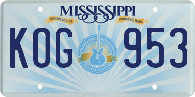 MS license plate KOG953
