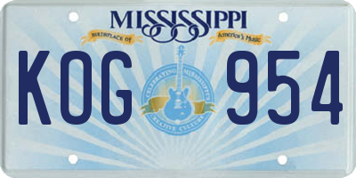 MS license plate KOG954