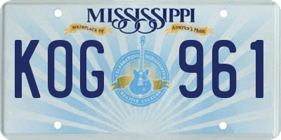 MS license plate KOG961