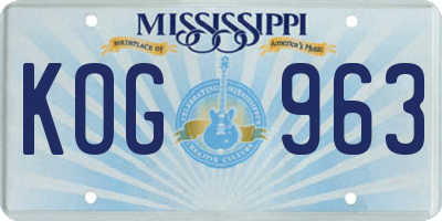MS license plate KOG963