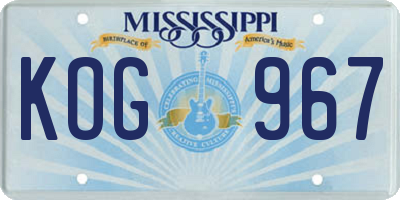 MS license plate KOG967