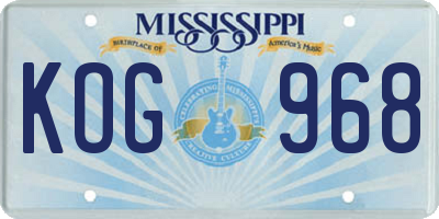 MS license plate KOG968