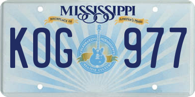 MS license plate KOG977