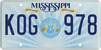 MS license plate KOG978