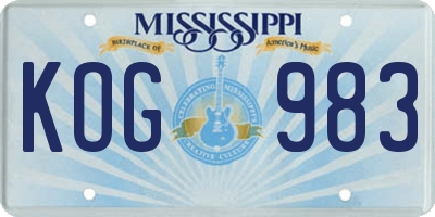 MS license plate KOG983