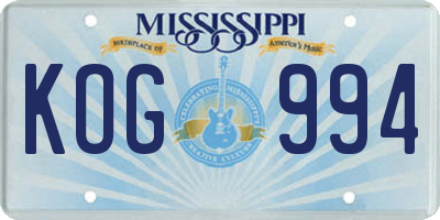 MS license plate KOG994