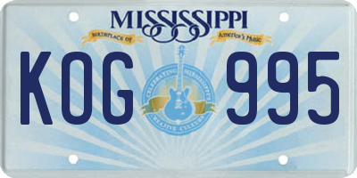 MS license plate KOG995