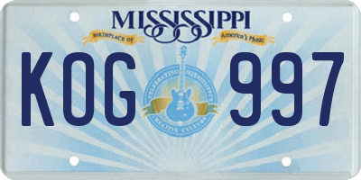 MS license plate KOG997