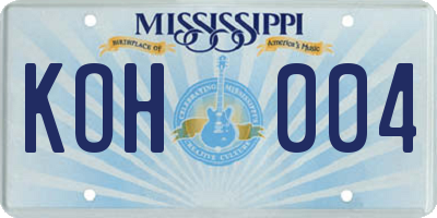 MS license plate KOH004