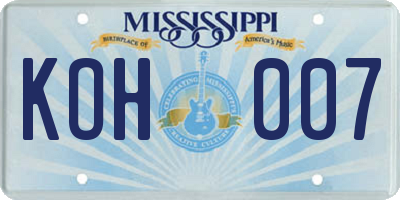 MS license plate KOH007