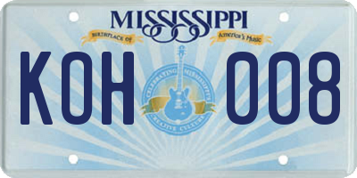 MS license plate KOH008