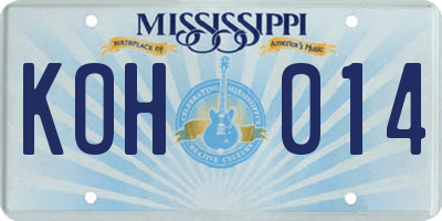 MS license plate KOH014