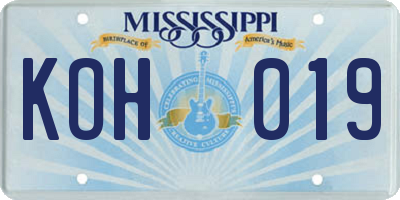 MS license plate KOH019
