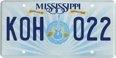 MS license plate KOH022