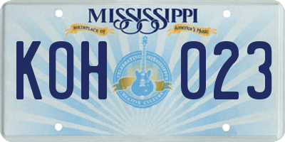 MS license plate KOH023