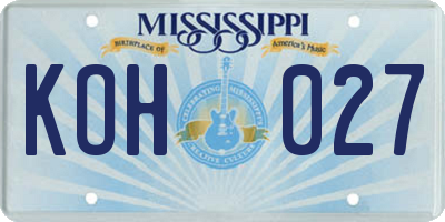 MS license plate KOH027