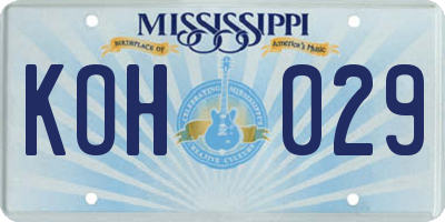 MS license plate KOH029