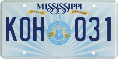 MS license plate KOH031