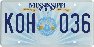 MS license plate KOH036