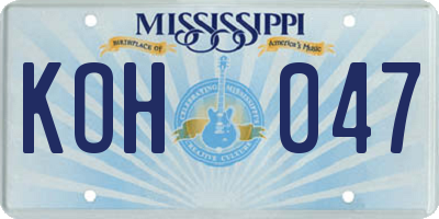 MS license plate KOH047