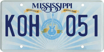 MS license plate KOH051