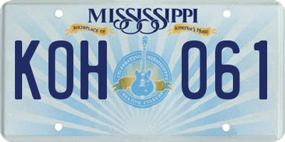 MS license plate KOH061