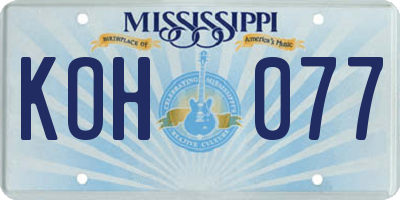 MS license plate KOH077