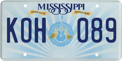 MS license plate KOH089