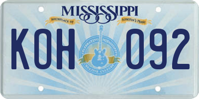 MS license plate KOH092
