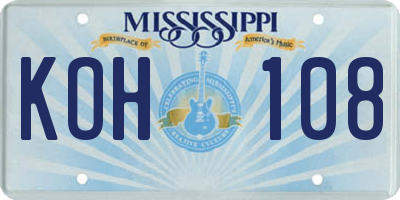 MS license plate KOH108