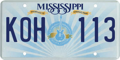 MS license plate KOH113