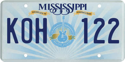 MS license plate KOH122