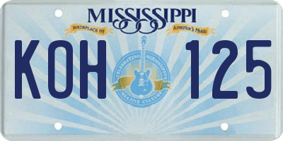MS license plate KOH125
