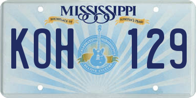MS license plate KOH129