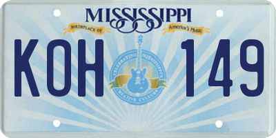 MS license plate KOH149