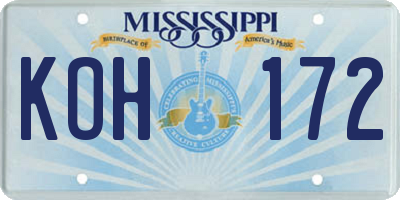 MS license plate KOH172