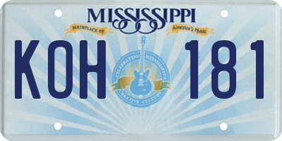 MS license plate KOH181