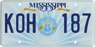 MS license plate KOH187