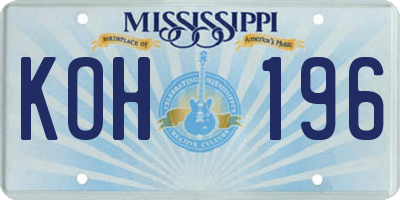 MS license plate KOH196