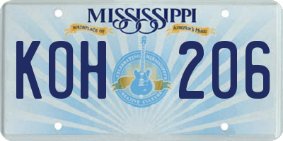 MS license plate KOH206